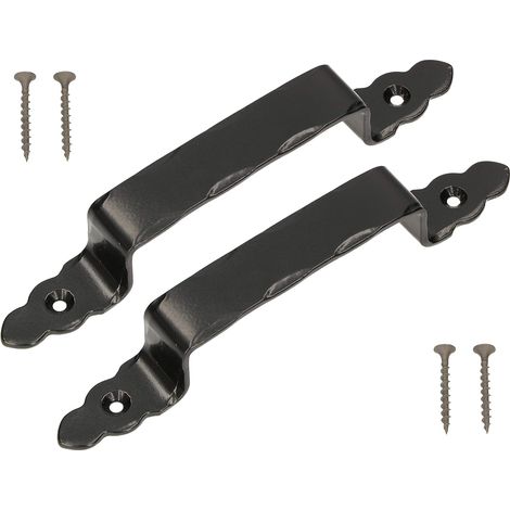KOTARBAU Lot de 2 poignées de porte forgées en acier noir vieilli 200 mm (1/5)