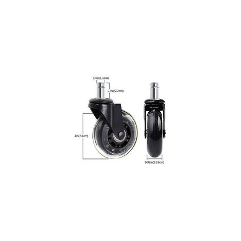 Confezione da 5 rotelle per sedia da ufficio stile skate, 75 mm, nere, ruote di ricambio universali, resistenti all'abrasione.