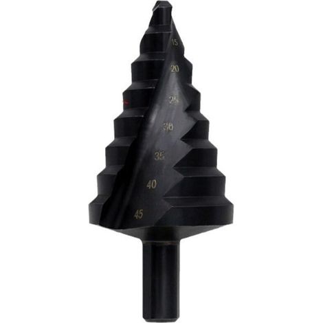 Foret Etage, Foret Conique Hss de 10 À 45 Mm, Foret Fraise Meche Etage, Idéal pour Le Métal, Le Bois, Les Plastiques, Laiton (1/4)