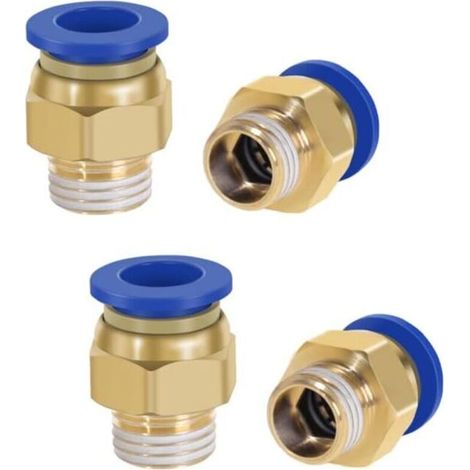 Satz mit 4 pneumatischen Verschraubungen (1/4" bis 12 mm) für Druckluft – Industriequalität – KZQ