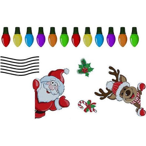 Décorations de Noël pour voiture et réfrigérateur : ampoules réfléchissantes, aimants Père Noël (1/5)