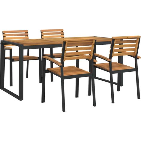 Maison Exclusive - Set Pranzo da Giardino 5 pz Legno Massello di Acacia e Metallo (1/5)