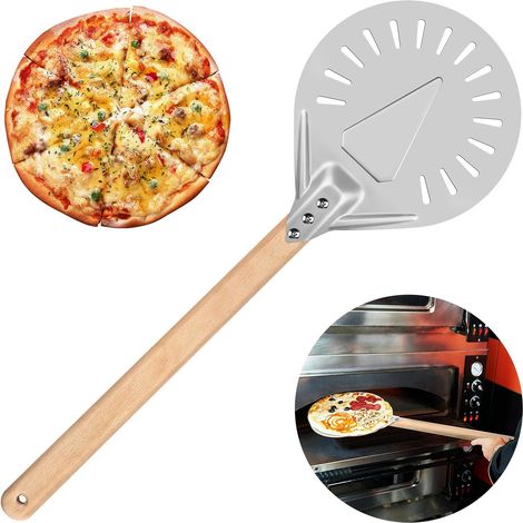 7" Pizza tournage pelle Pizza pagaie serveur de Pizza spatule à gâteau avec poignée en bois pour Pizza Pierre Grill au four tartes à pain biscuits outil de cuisson à gâteau fournitures de cuisine (1/5)