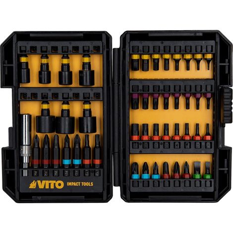 Coffret de 47 Embouts pour Visseuse à choc Acier JR Chrome vanadium VITO (1/2)