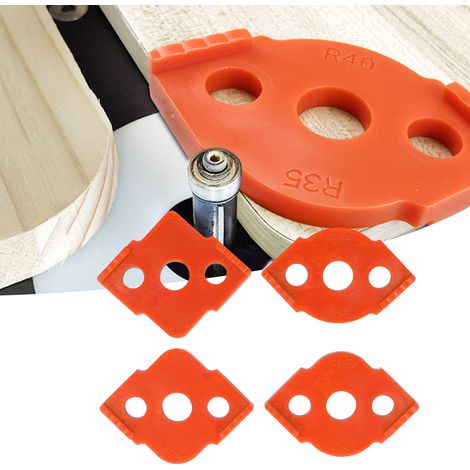 4 Pièces Gabarit de Routage à Rayon ABS Résistant à l'Usure pour Coins Arrondis, Positionneur de Coin Demi-Rond Orange pour Travail du Bois