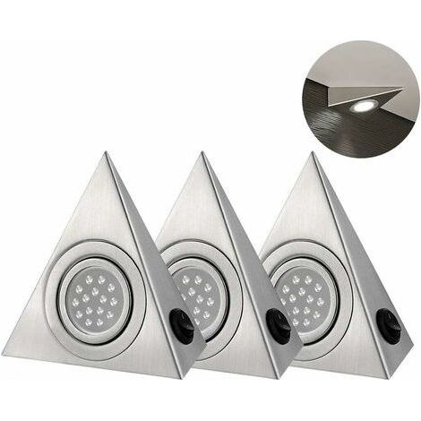 Lot de 5 spots LED triangulaires 115x115mm – 3,5W – Lumière blanche – Acier inoxydable pour éclairage sous armoire de cuisine (1/4)