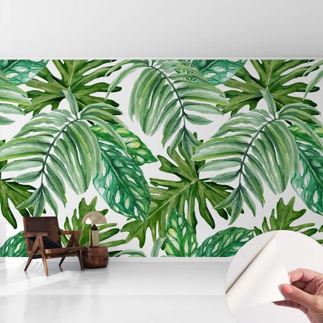 Papier peint autocollant adhésif installation rapide du papier peint durable et résistante Feuilles exotiques 416x254 cm (1/5)
