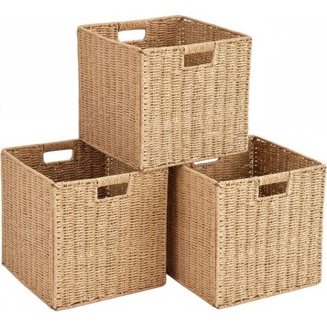 paniers de rangement tressés,panier de rangement étagère pliable,boîte d'étagère Storage Box 28x28x28 cm (1/5)