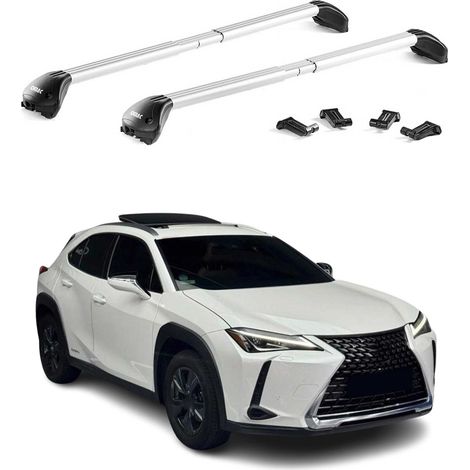OMAC Barres de toit transversales certifiées TÜV pour Lexus UX 2019-2026 – Verrouillables (4 antivols) – Charge max 100 kg – Fixation durable Argent (1/5)