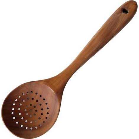 Cucharas redondas de madera con mango largo,Utensilios de cocina de madera de teca para sopa,madera (1/5)