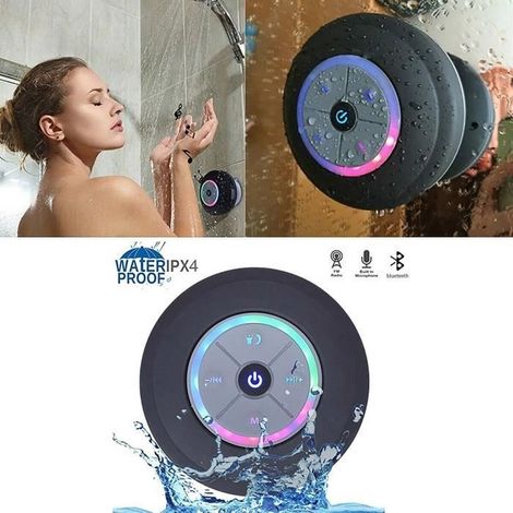 Tragbarer kabelloser Bluetooth-Lautsprecher, wasserdichter Bluetooth-Duschlautsprecher, Freisprecheinrichtung fürs Auto – Schwarz (1/4)