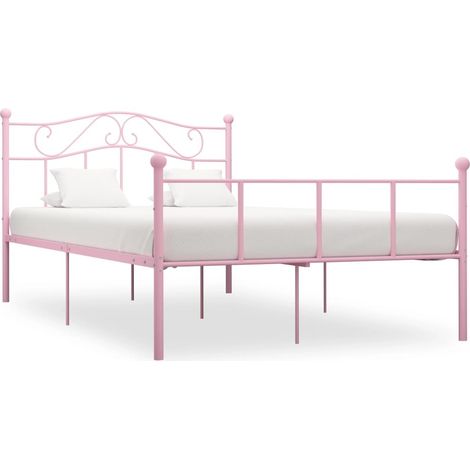 Lit métal rose Vic 160x200 cm (1/5)
