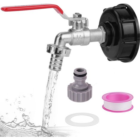 Raccords de réservoir IBC en laiton étanche de 1,27 cm – Adaptateur de robinet de sortie en laiton de 1,27 cm pour réservoir d'eau S60x6 connecteur de tuyau d'arrosage (1/5)