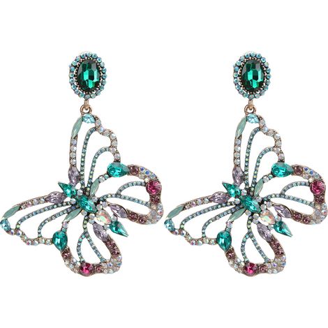 Earrings Metal Retro Diamond Hollow Colorful Butterfly Alloy Creative Jewelry Women Accessories (1/5)