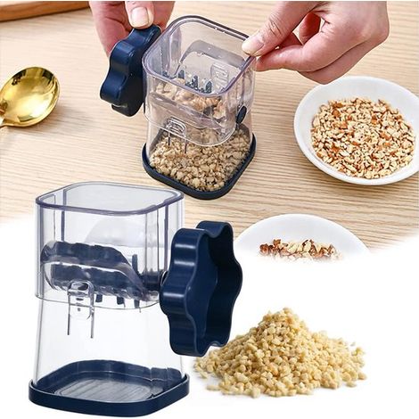 Macinino manuale per noci, cioccolato e frutta secca, con coperchio, elettrodomestico portatile da cucina, blu (1/5)