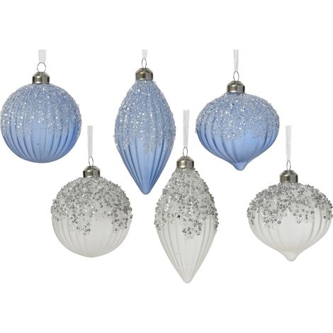 pallina di natale in vetro con glitter e perline D 8 cm colori modello assortito Peraga Christmas