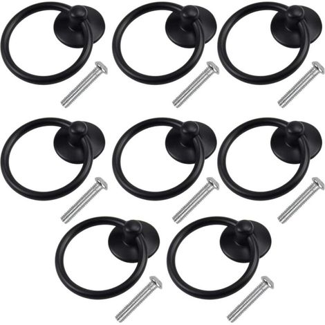 YMYNY Lot de 8 boutons ronds en métal pour placard, commode, porte, anneaux, poignées de meuble, anneaux de suspension, poignées, décoration avec vis pour cuisine, salle de bain, maison