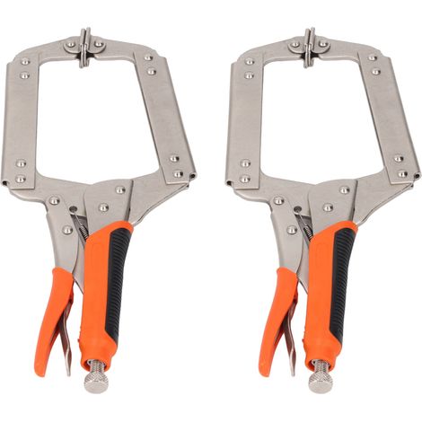 Jeu de 2 pinces C à verrouillage robustes pour serrage de face en menuiserie avec platines rotatives, soudure et assemblage pocket hole 14 pouces (1/5)