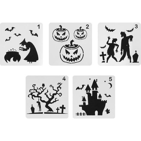 5 Schablonen zum Bemalen von Halloween-Dekorationen