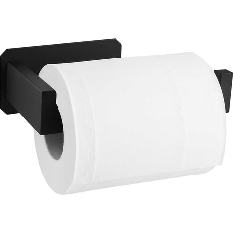 Toilettenpapierhalter ohne Löcher, Toilettenpapierrollenhalter, schwarz, selbstklebend, schnelle und einfache Montage im Badezimmer.