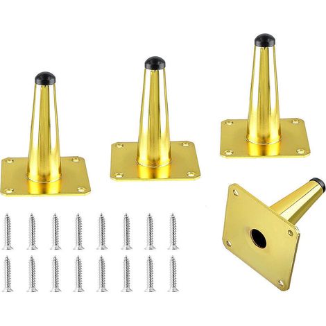 4 goldene Möbelfüße – 10 cm konische Eisenfüße für Kleiderschrank, Tisch, Bett