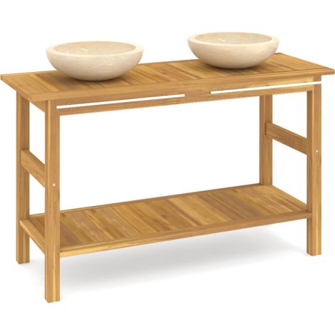 Maison Exclusive - Waschtisch mit Creme Marmorbecken Massivholz T