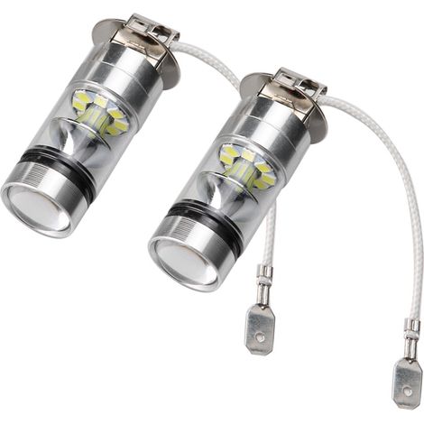 2 ampoules LED H3 6000K 100W 20-SMD haute puissance pour feux de brouillard/feux de route/feux de jour (HID) (1/5)