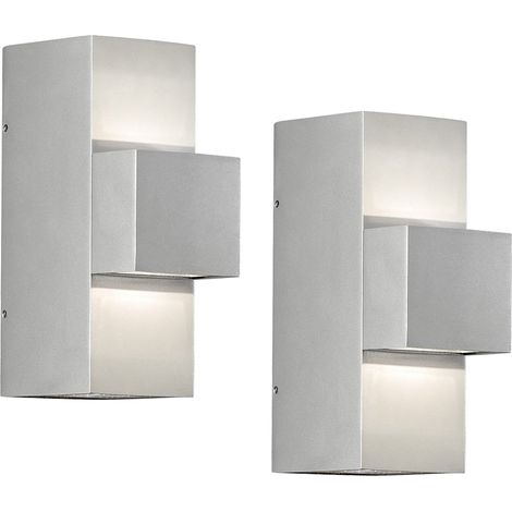 2er-Set graue Wandleuchten IMOLA, Up/Down-light, 9 Watt HP-LED, IP54 (1/5)