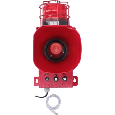 Sirène industrielle alarme extérieure 180dB son clair klaxon étanche stroboscope d'urgence avertir DC12V