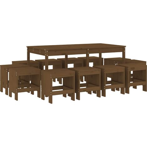 Maison Exclusive - Set de comedor de jardín 13 pzas madera maciza (1/5)