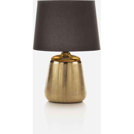 Lampada da tavolo in ceramica con paralume in tessuto Raquel - Oro (1/3)