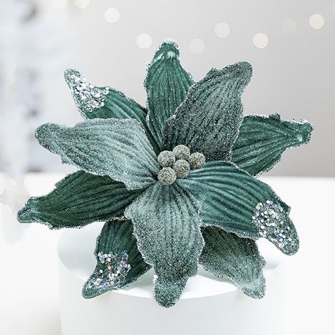 Poinsettia - Fleur Artificielle en Tissu - Décoration de Sapin de Noël et Événements Festifs - Diamètre 26 cm - 1 Pièce (1/5)