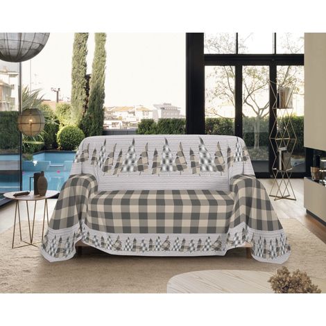 Telo Arredo Made in Italy in Cotone Grandfoulard Copritutto Copridivano Copriletto-Teli Sofà Arredatutto-Drappeggio-Arazzo-Copridivano Grand Foulard Letto Singolo - Canada Beige