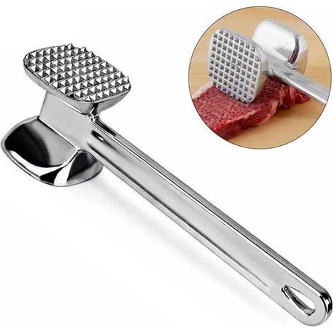 Mazo para carne, Mazo de aluminio para carne, Mazo para filetes, Se puede colgar, Fácil de sujetar, carne de res, aves y otras carnes, Plateado (1/5)