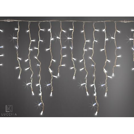 Luccika stalattiti tenda a pioggia 3 metri con 228 luci di Natale a Maxi Led Bianco Ghiaccio con flash Bianco Ghiaccio per esterno e interno Bianco Freddo 3x1 metri - 228 Maxiled