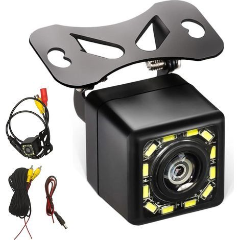 Telecamera di retromarcia universale HD cablata per auto, obiettivo grandangolare da 170 gradi, 12 LED, impermeabile, visione notturna, assistenza alla retromarcia (1/5)