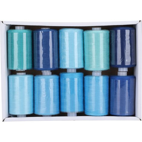 10 Rolls Sewing Thread Set Household Pagoda Threads DIY Accessories 300 Yards 402Blue (1/5)