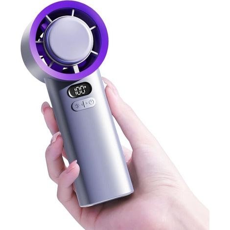 Ventilateur portatif à main avec refroidissement à air glacial, alimentation à charge rapide, USB, silencieux, petite turbine à courant alternatif, mini batterie, puissant, adapté aux voyages en plein (1/4)