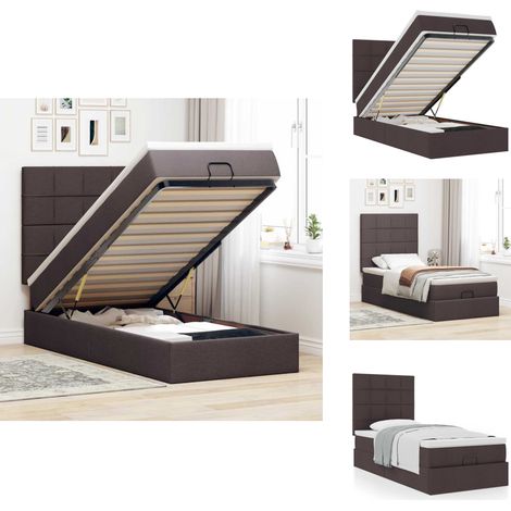 Lit ottoman avec matelas marron foncé 90x200 cm tissu - Lit Ottoman - Lits Ottomans - Cadre De Lit - Cadre De Lit Avec Rangement (1/5)