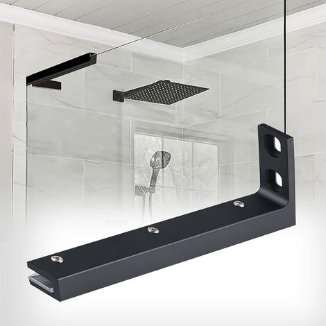 Barre stabilisatrice de plafond pour paroi douche en verre, noir (1/5)