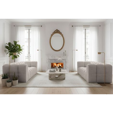 Sofaset Designersofa SOLVIE 3-3 in Stoff Moly Creme (1/4)