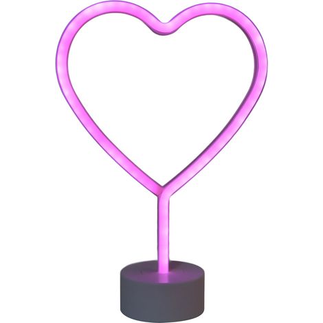 Luminaire LED en forme de cœur avec base, alimenté par piles - Décoration pour chambre, mariage, anniversaire et fêtes (1/5)