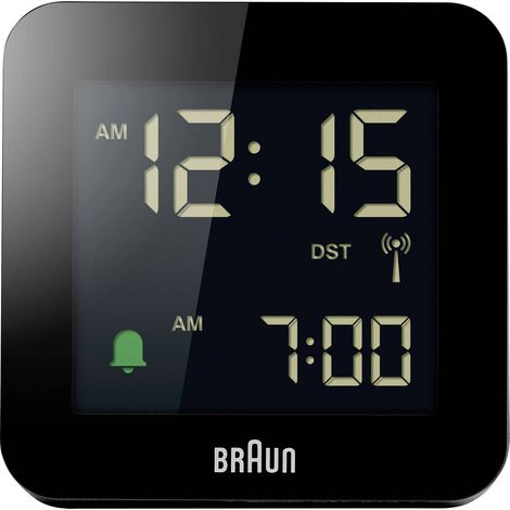 [NEUWERTIG] B-Ware Braun Funkwecker Radiowecker DCF77 schwarz Kunststoff zweizeilig digital Uhr