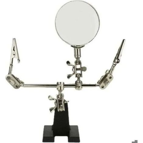 Aide à la soudure à la troisième main avec pince et loupe 5x (1/4)