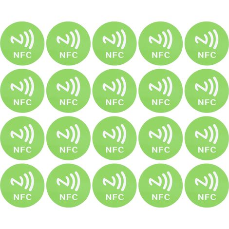 20 Étiquettes NFC Adhésives Vertes, 20 Pièces CUID Réinscriptibles, Compacts Portables Anti-Interférence, pour Appareils NFC (1/5)