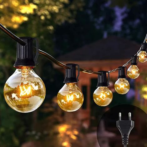Guirlande Lumineuse LED G40 7,5 m 25 Ampoules Étanches IP44, Guinguette Extérieure Rétro, Raccordable, Décoration Jardin Terrasse Balcon Camping Fête Mariage (1/3)