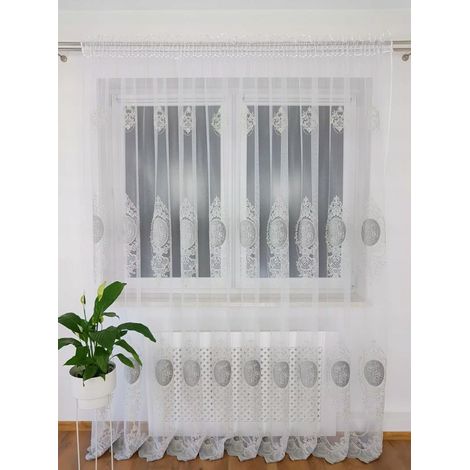 Rideau brodé en velours gris 400x250 cm (1/5)