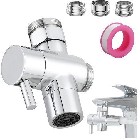 (3-Wege) Duschumstellventil aus massivem Messing, 3-Wege-Adapterventil für Küche, Umstellventil mit Dichtungen für Badezimmer (1/5)