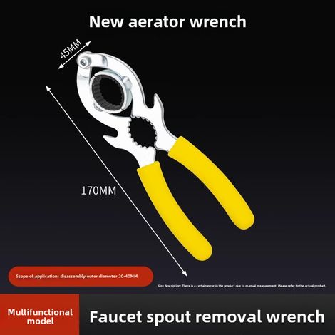 Clé de desserrage pour aérateur de robinet, outil spécial pour le retrait du filtre du bec de lavabo (clé de démontage de la buse de sortie de robinet [multifonctionnelle]) (1/5)