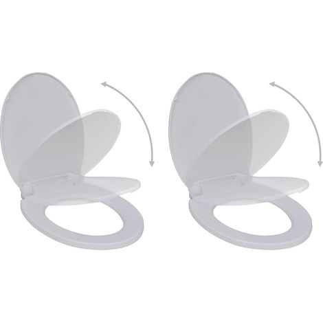 vidaXL Asientos váter con tapas de cierre suave 2 uds plástico blanco (1/5)